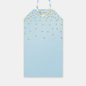 Licht Blauw & Gouden Folie Confetti Stippen Gift L Cadeaulabel (Achterkant)