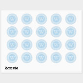 Licht blauw Grieks sleutelmonogram envelop Ronde Sticker (Vel)