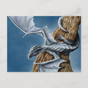 Licht blauw grijs draak Briefkaart
