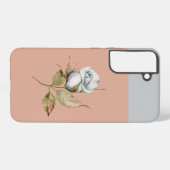 Licht blauw grijs Single Roos Flower S21 Phone Cas Samsung Galaxy Hoesje (Achterkant horizontaal)