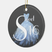 Licht blauw, grijs, witte zweet zestien rendy keramisch ornament (Links)