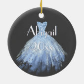 Licht blauw, grijs, witte zweet zestien rendy keramisch ornament (Achterkant)