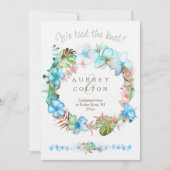 Licht Blauw & Groen Tropische Elopement Aankondigi Kaart (Voorkant)