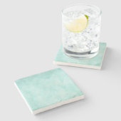 Licht blauw groen Waterverf papier Achtergrond lee Stenen Onderzetter (Zijkant)