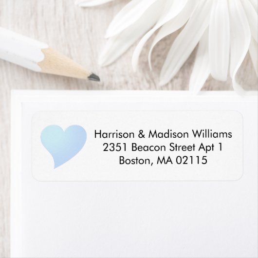 Licht blauw hart, aangepast terugkeeradres etiket (Insitu)