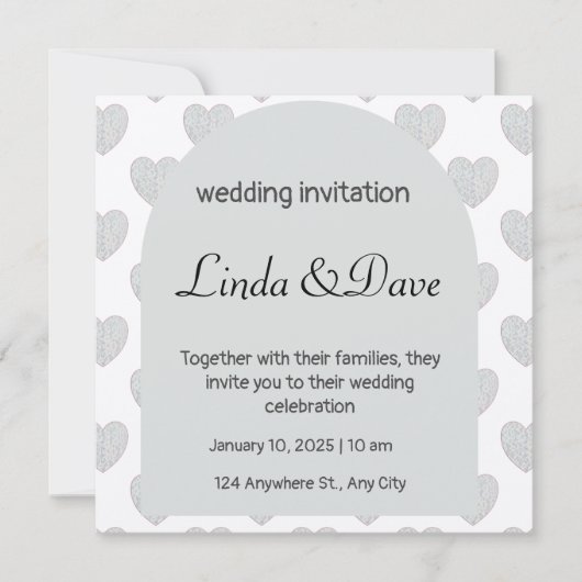 Licht Blauw Hart Patroon Huwelijksuitnodiging Kaart (Voorkant)