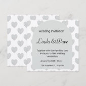 Licht Blauw Hart Patroon Huwelijksuitnodiging Kaart (Voorkant / Achterkant)