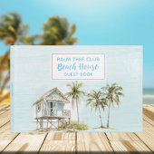 Licht Blauw Hout Palm Tree Beach House Guest Book Gastenboek