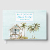 Licht Blauw Hout Palm Tree Beach House Guest Book Gastenboek (Voorkant)