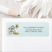 Licht Blauw Hout Rustiek Strandhuis Retouradres Etiket (Insitu)