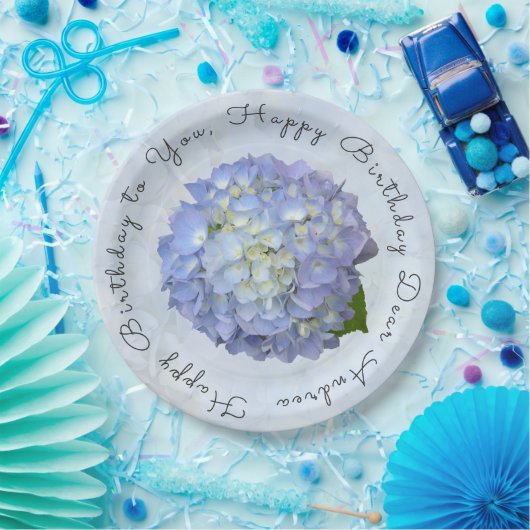 Licht Blauw Hydrangea Speciaal Birthday Papieren B Papieren Bordje (Feest)