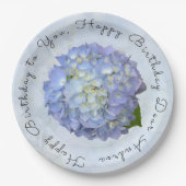 Licht Blauw Hydrangea Speciaal Birthday Papieren B Papieren Bordje (Voorkant)