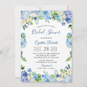 Licht Blauw Hydrangeas Floral Wreated Vrijgezellen Kaart (Voorkant)