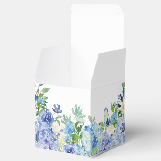 Licht Blauw Hydrangeas Groen Bloemen Gift Bruiloft Bedankdoosjes (Geopend)