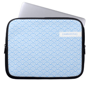 Licht blauw Japans Seigaiha-patroon Laptop Sleeve