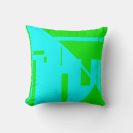 Licht blauw, kalkgroen geometrisch abstract ontwer kussen