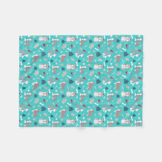 Licht blauw kerstmannetje fleece deken (Voorkant (Horizontaal))