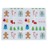 Licht blauw kerstpatroon Grote cadeautas (Voorkant)