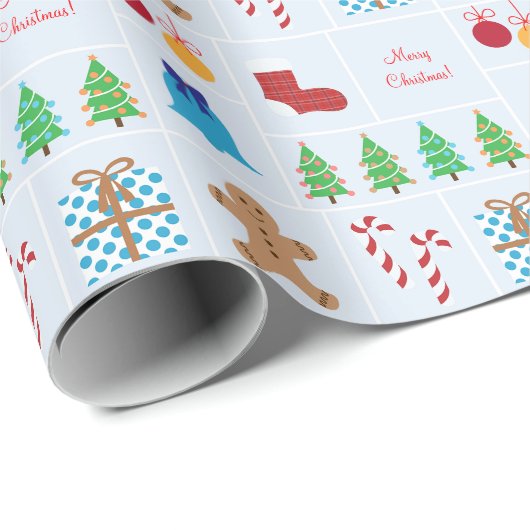 Licht blauw kerstpatroonpapier cadeaupapier (Rol Hoek)