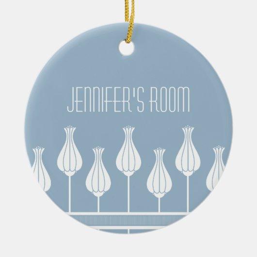 Licht blauw Kunstdeco Floral Ornament (Voorkant)