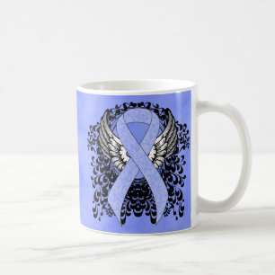 Licht blauw lint met vleugels koffiemok