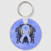Licht blauw lint met vleugels sleutelhanger (Voorkant)