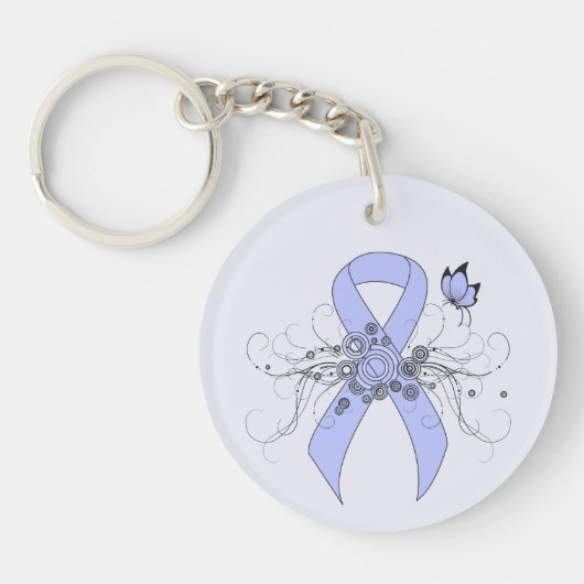 Licht blauw lintje met vlinder sleutelhanger (Voorkant)