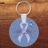 Licht blauw lintje met vlinder sleutelhanger (Voorkant)