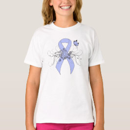 Licht blauw lintje met vlinder t-shirt