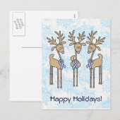 Licht blauw lintrendiertje feestdagenkaart (Voorkant / Achterkant)