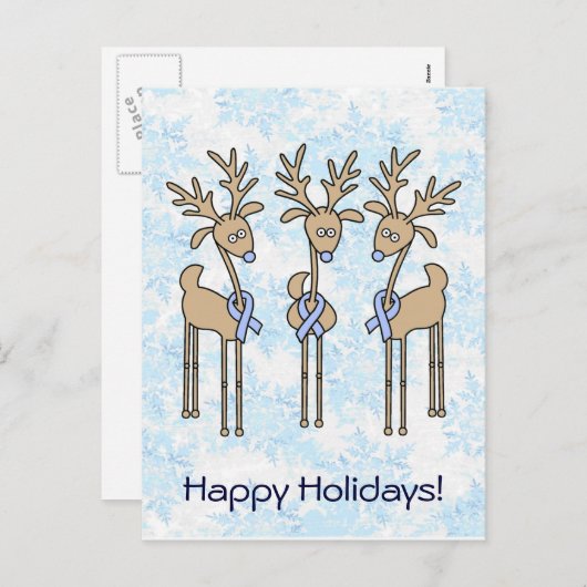 Licht blauw lintrendiertje feestdagenkaart (Voorkant / Achterkant)