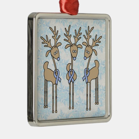 Licht blauw lintrendiertje metalen ornament (Rechts)