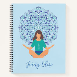Licht Blauw Mandala Yoga Pose Monogram Naam Notitieboek