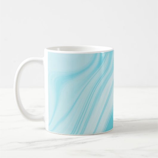 Licht blauw marmerpatroon koffiemok (Links)