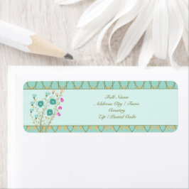 Licht blauw met Floral design Etiket