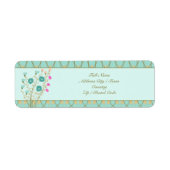 Licht blauw met Floral design Etiket (Voorkant)