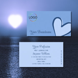 Licht blauw met prachtige hartslag en Logo Visitekaartje