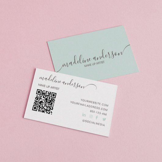 Licht blauw met QR Code Professional Visitekaartje