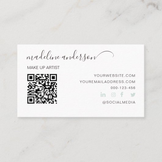 Licht blauw met QR Code Professional Visitekaartje (Voorkant)