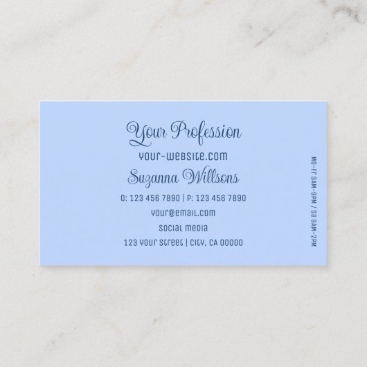 Licht blauw met verbluffend hart Modern Cute Simpl Visitekaartje (Achterkant)