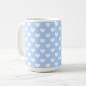 Licht blauw met wit, liefdevol koffiemok (Voorkant links)