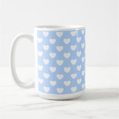 Licht blauw met wit, liefdevol koffiemok (Links)