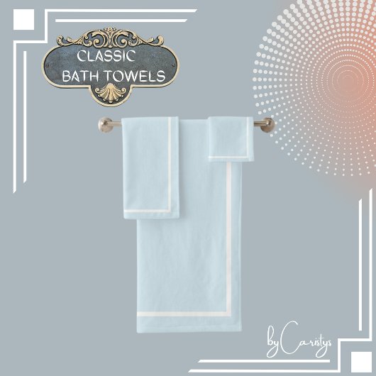 Licht blauw met Witte Grens Bad Handdoek