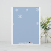 Licht blauw met witte sneeuwvlokken en rode kardin (Staand voorkant)