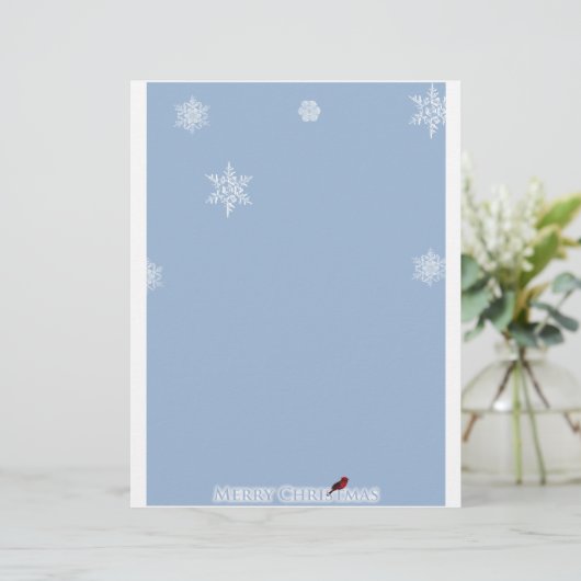 Licht blauw met witte sneeuwvlokken en rode kardin (Staand voorkant)