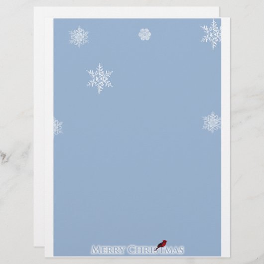 Licht blauw met witte sneeuwvlokken en rode kardin (Voorkant / Achterkant)