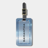 Licht Blauw Metaal Textuur Roestvrij Staal Kijk Bagagelabel (Voorkant verticaal)