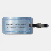 Licht Blauw Metaal Textuur Roestvrij Staal Kijk Bagagelabel (Achterkant horizontaal)