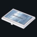 Licht Blauw Metaal Textuur Roestvrij Staal Kijk Visitekaarthouder<br><div class="desc">Elegante glanzende,  gladde metallic blauwe textuur print,  roestvrij staal met blauwe accenten,  visitekaartje template.  typografie in zwart en blauw.</div>