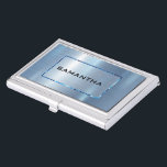 Licht Blauw Metaal Textuur Roestvrij Staal Kijk Visitekaarthouder<br><div class="desc">Elegante glanzende,  gladde metallic blauwe textuur print,  roestvrij staal met blauwe accenten,  visitekaartje template.  typografie in zwart en blauw.</div>